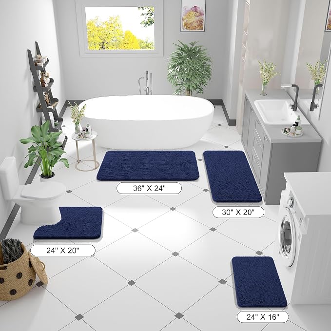 OLANLY Bathroom Rugs 36x24, Extra Soft Absorbent Chenille Bath Rugs, Rubber