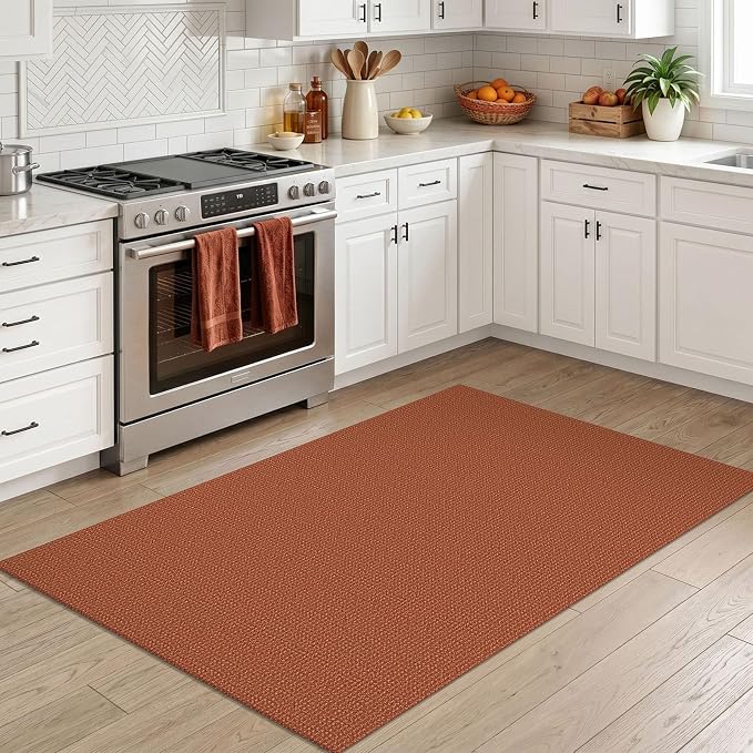 IOHOUZE Washable Area Rug 3x5 Non Slip Rubber Backed Woven Rugs