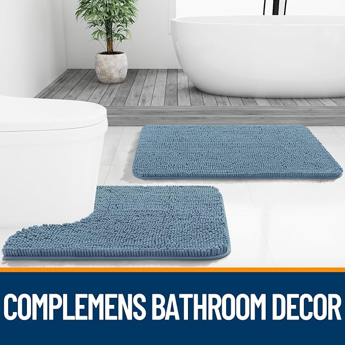OLANLY Bathroom Runner Rugs 59x24, Soft Absorbent Chenille Bath Rugs, Rubber