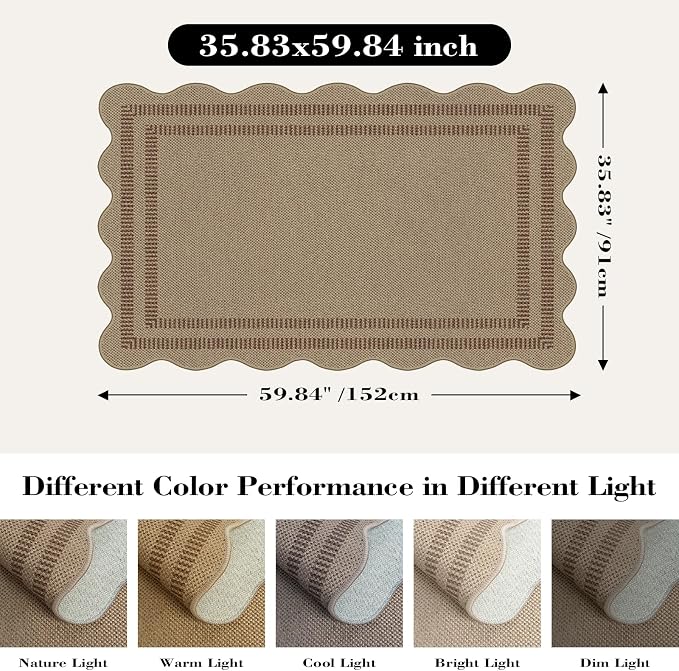 Modern Easy Jute Outdoor Patio Rug, 3x5 Washable Rugs