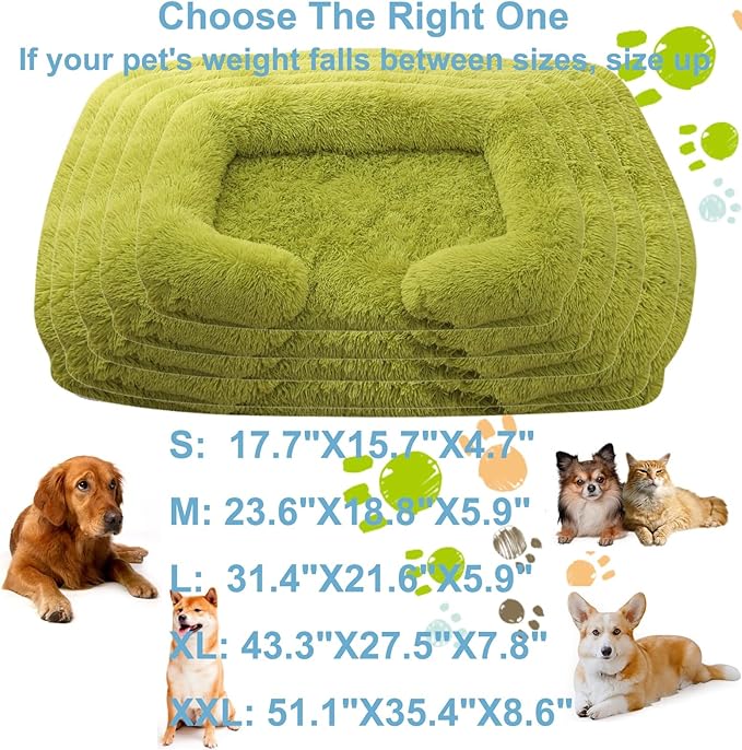 Dog Beds Large Sized dog Orthopedic, Sofa Dog Bed with Waterproof Lining and Nonskid Bottom, Rectangle Washable Dog Bed for Medium Small Dogs and Cats Comfortable ( Color : Green , Size : 43 x 27" )