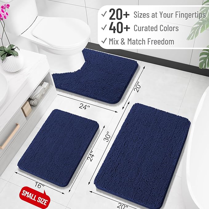 OLANLY Large Bathroom Rugs 47x32, Soft Absorbent Chenille Bath Rugs, Rubber