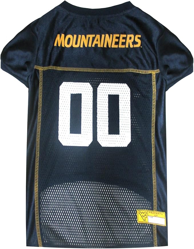 Pets First NCAA College West Virginia Mountaineers Mesh Jersey for DOGS & CATS, XX-Large. Licensed Dog Jersey with your Favorite Football/Basketball College Team
