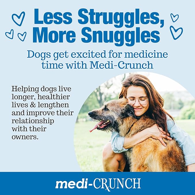 Medi-Crunch Pill Pouches for Dogs, Peanut Butter Dog Pill Treats for Capsules & Tablets, Crunchy Pill Pocket Alternative for Picky Eaters, Hypoallergenic Low Sodium Vet Recommended, 30 Treats
