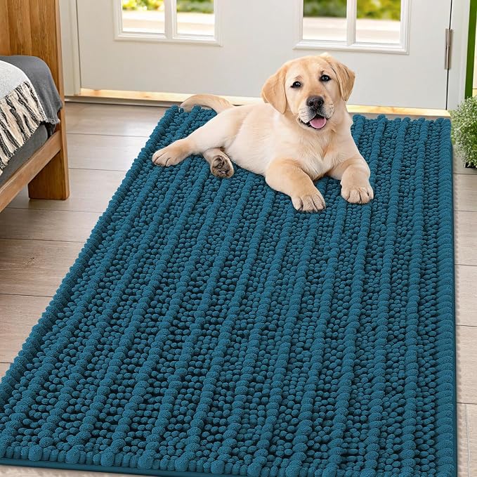 Smiry Dog Door Mat for Muddy Paws 47x32, Absorbent Dirt Trapper, Non-Slip