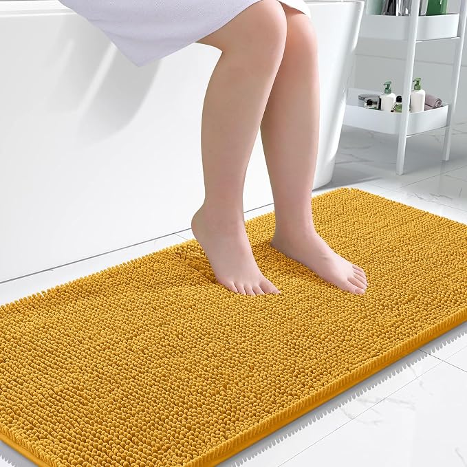 OLANLY Large Bathroom Rugs 50x30, Soft Absorbent Chenille Bath Rugs, Rubber
