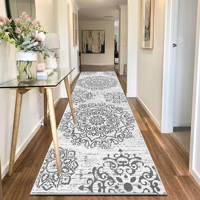 HEBE Hallway Runner Rug 3'x10' Washable Vintage Distressed Area Rugs Non Slip