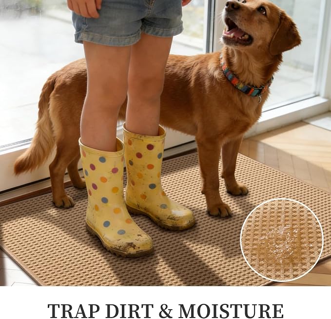 YIHOUSE Indoor Door Mat 24" x 36", Non-Slip Washable Entryway Mat, Dirt Trapper