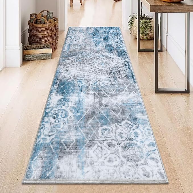 HEBE Hallway Runner Rug 2'x6' Washable Vintage Distressed Area Rugs Non Slip