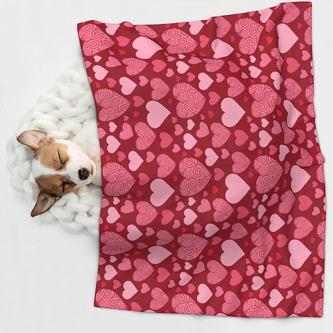 Red Blanket for Pet - Heart Love Throw Blanket 40x30 Pink Couch Blankets for Puppy Dogs Cats