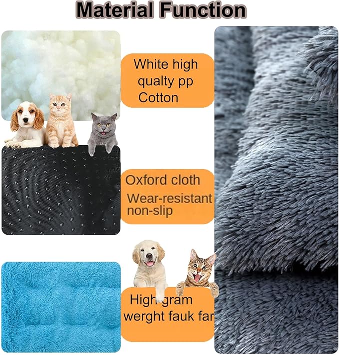 Dog Crate Mat, Dog Bed for Large Dogs, Comfy Fluffy Kennel Pad Anti-Slip for Dog beds & Furniture, Quilted Dog Bed for Pets for Medium/Small Dogs Cats (Color : Blue, Size : 16.9x11)