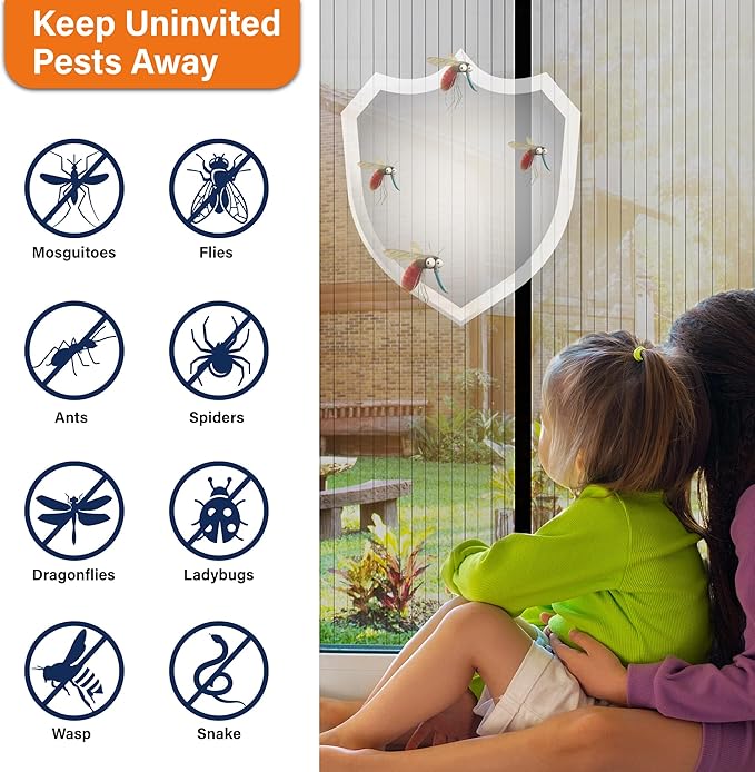 Magnetic Screen Door, Keep Bugs Out, Pet & Kid Friendly，Works with Front Doors, Sliding Doors,Fit Door Size 34 x 78 Inches ‎Black