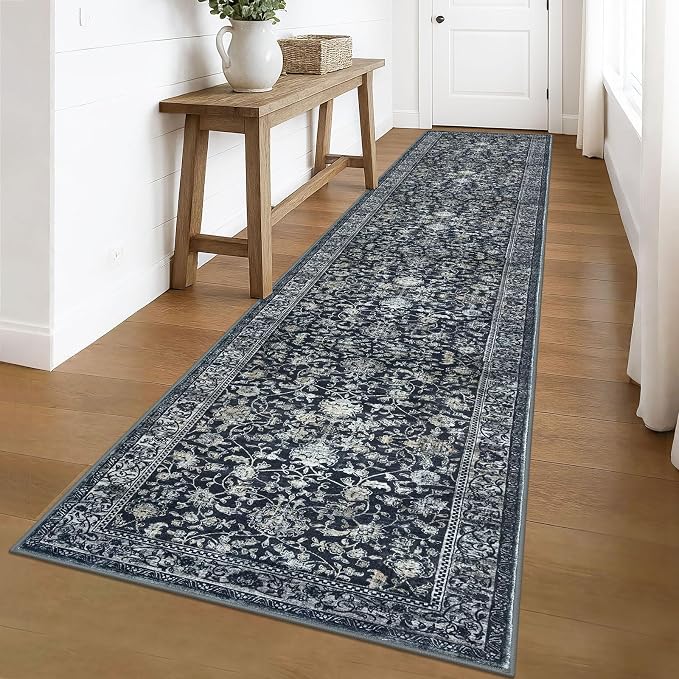 KILOCOCO Runner for Hallway 3x16 Runner Rug Printed Vintage Floral Washable Rug