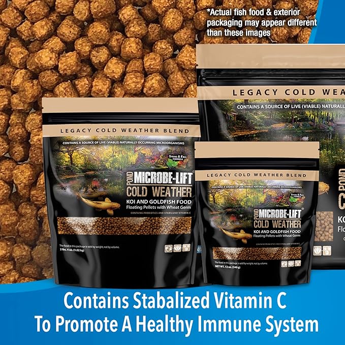 MICROBE-LIFT MLLWGBAG Cold Weather Floating Fish Food Pellets with Wheat Germ for Ponds, Water Gardens, and Fountains, for Live Goldfish and Koi, 40 Pounds