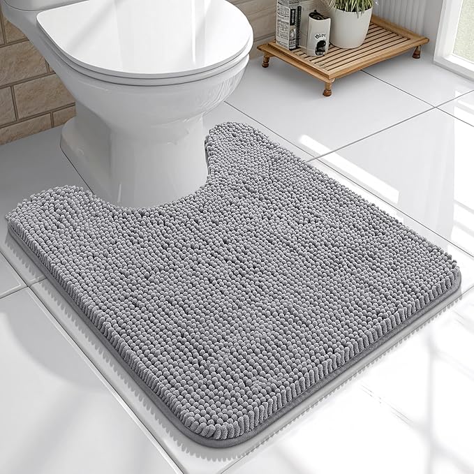 OLANLY Toilet Rugs U-Shaped 20x20, Extra Soft Absorbent Chenille Contour