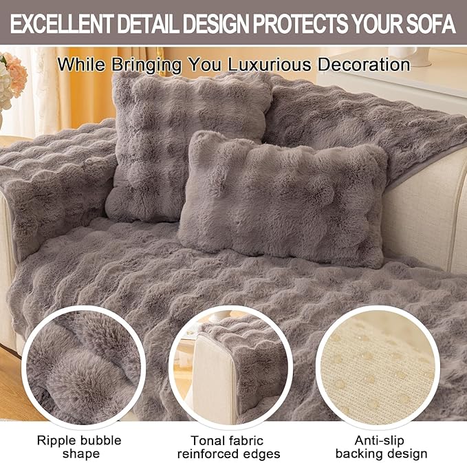 Couch Covers For Dogs,Funny Fuzzy Pet Couch Cover,Plush Solid Colour Non-Slip Couch Cover,Big Dog Bed Blanket, Washable Soft Plush Throw Protector For Bed Couch Car Sofa (11.81x19.69in, Dark Grey)