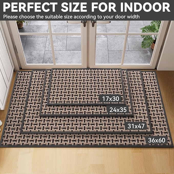 YDKGL Door Mat 17"x30", Dirt Resistant and Absorbent, Non-Slip Rubber Backing