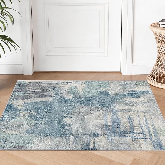 Abstract Bath Mat 2x3 Rug Washable Non-Slip Small Rugs