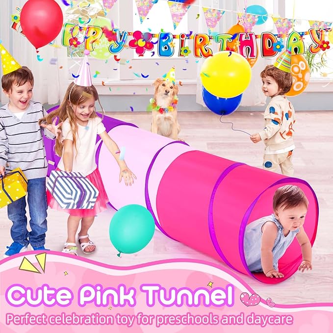 Kids Play Tunnel Tent for Toddler, 6-ft Pop Up Crawl Tunnel Toy for Baby Infant Children or Dog Cat, Collapsible Gift for Boy and Girl Play Tunnel Indoor and Outdoor Game (Colorful Play Tunnel)