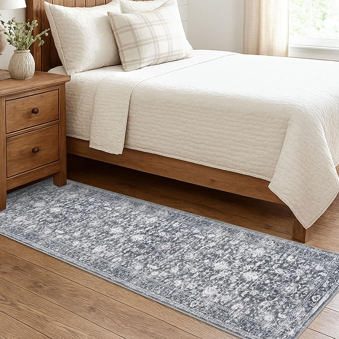 KILOCOCO Hallway Runner 2x7 Rug Runner Printed Vintage Floral Washable Kitchen