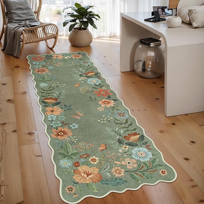 Lahome Floral Runners for Hallways, 2X6 Kitchen Runner Rug Ultra-Thin Soft