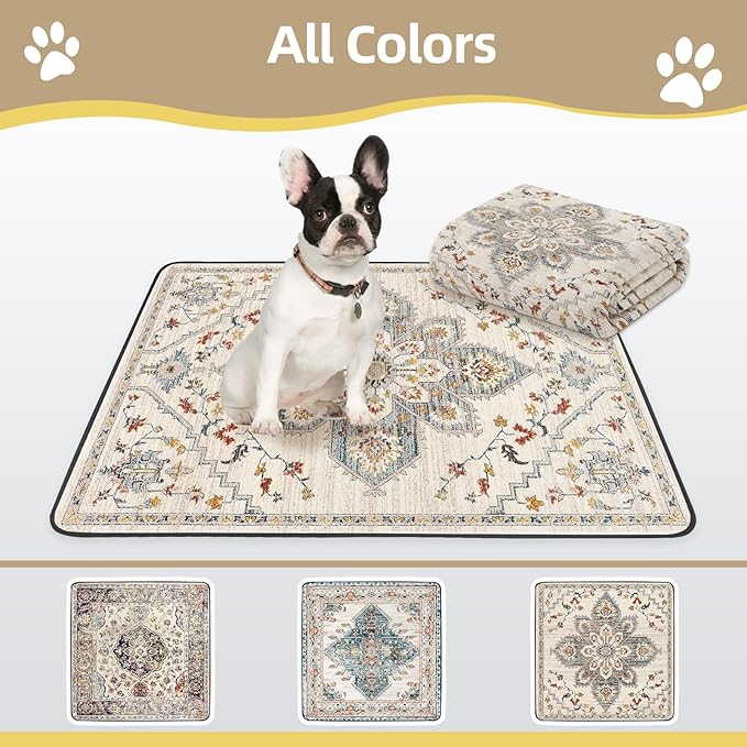 Washable Pee Pad for Dogs Extra Large, 72" x 72" Reusable Puppy Pads Waterproof Dog Rugs, Super Absorbent, Leakproof, Dog Crate Pad, Playpen Mat, Whelping Pads, White Medallion