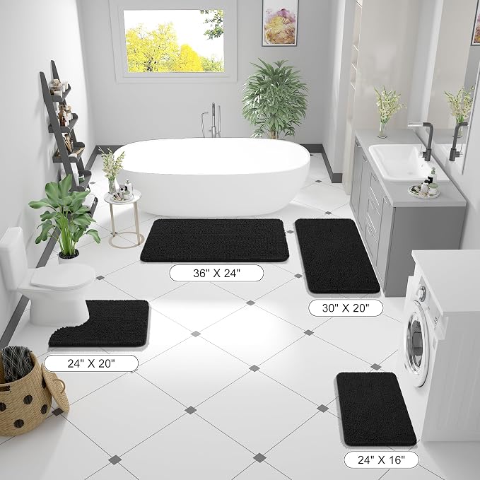 OLANLY Large Bathroom Rugs 50x30, Extra Soft Absorbent Chenille Bath Rugs
