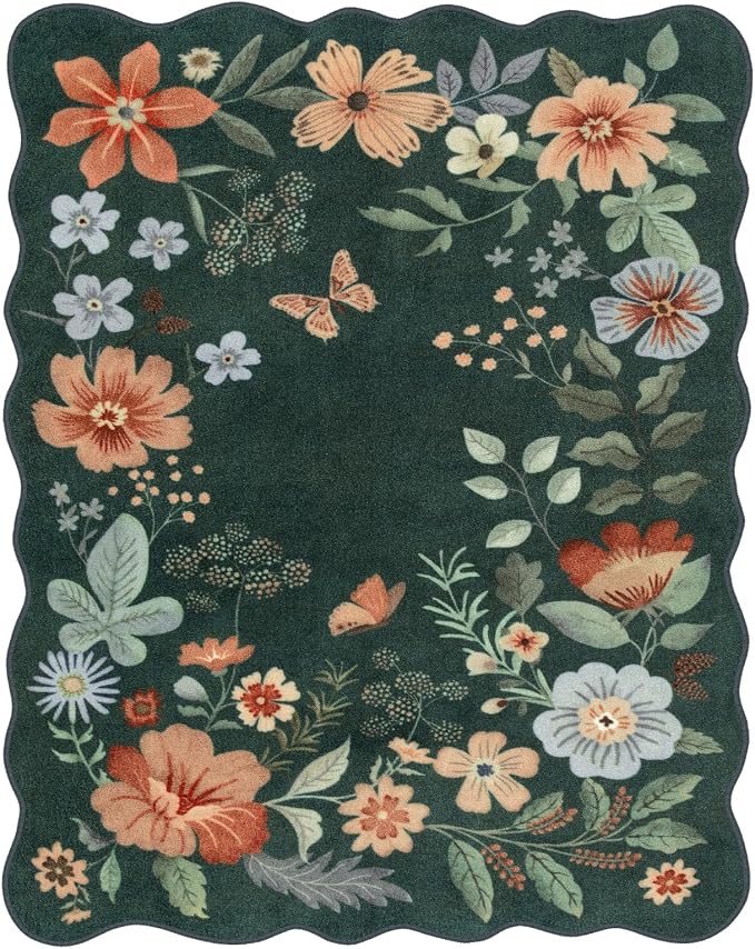 Lahome Floral Washable 6x9 Area Rugs, Soft Bedroom Rug