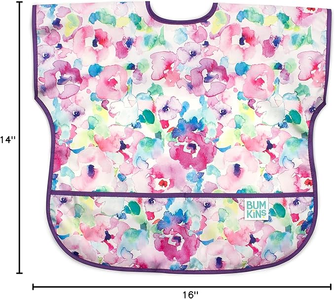 Bumkins Bibs - Toddler Bibs, Waterproof, Large for 1-3 Years, Short Sleeve