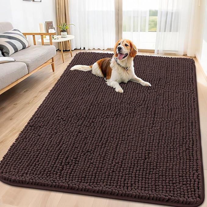 Smiry Dog Door Mat for Muddy Paws 70x35, Absorbent Dirt Trapper, Non-Slip