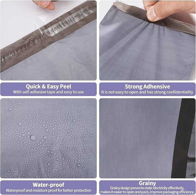 Dasen 200pc Poly Mailers 12x15.5 Inches,Shipping Envelopes Self Seal Mailers Bags Waterproof and Tear-Proof Packaging Bags, Shipping Bags for Clothing