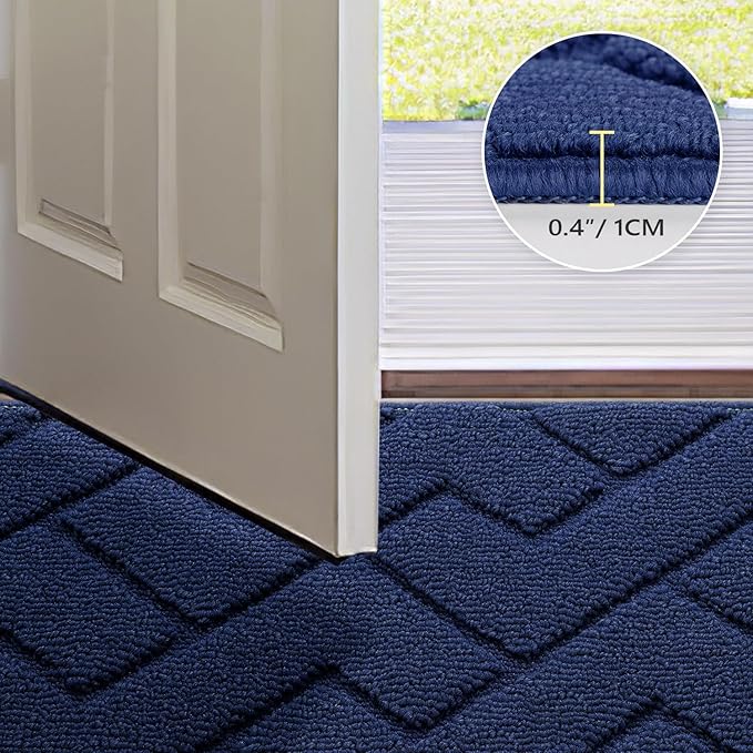 hicorfe Door Mat Indoor Entrance, TPR Backing Dirt Trapper Front Door Mat