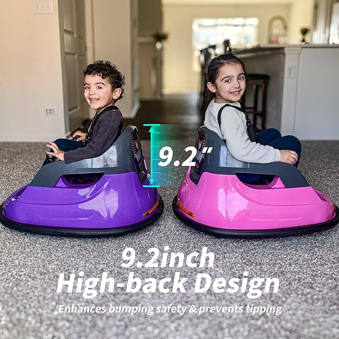 12V Kids Electric Bumper Car, Baby Bumper Car for Toddlers w/Remote Control, 360° Spinning - Purple