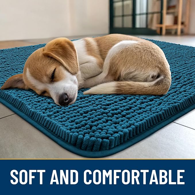 Smiry Dog Door Mat for Muddy Paws 24x16, Absorbent Dirt Trapper, Non-Slip