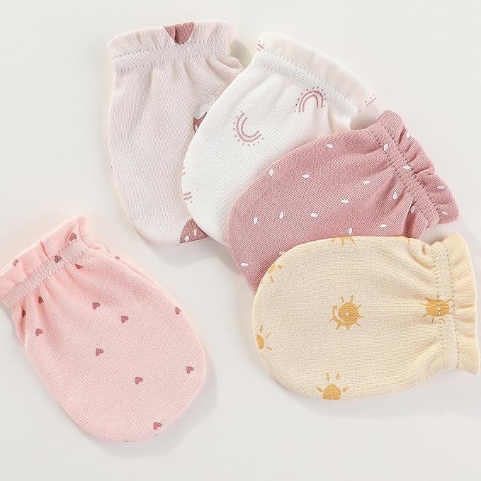 Newborn Baby Boy Girl Caps Mittens Socks Set Cotton Baby Essentials Accessories (Hats+Gloves+Socks)