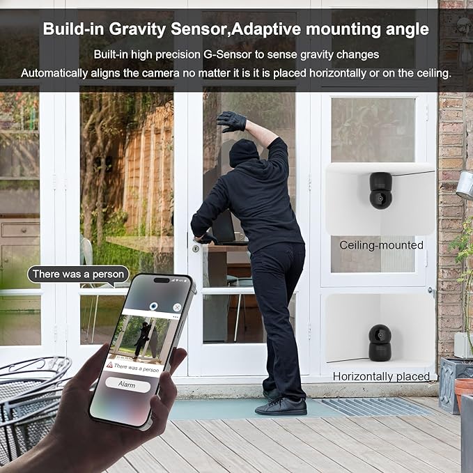 Pet Camera Indoor, Security Camera Wireless with 2k 360 Translation 90 Tilt Auto Tracking Motion Detection Night Vision Live Notice Schedule Share View, Pet Camera With Phone App 2.4GHz, 2 Pack