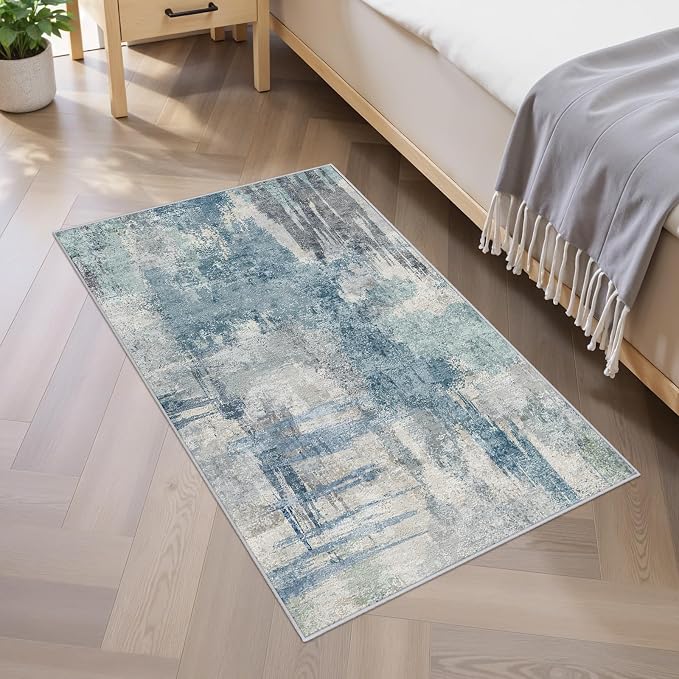 Abstract Bath Mat 2x3 Rug Washable Non-Slip Small Rugs