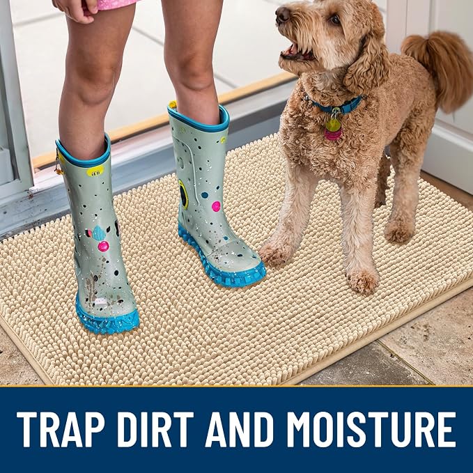 Smiry Dog Door Mat for Muddy Paws 47x17, Absorbent Dirt Trapper, Non-Slip