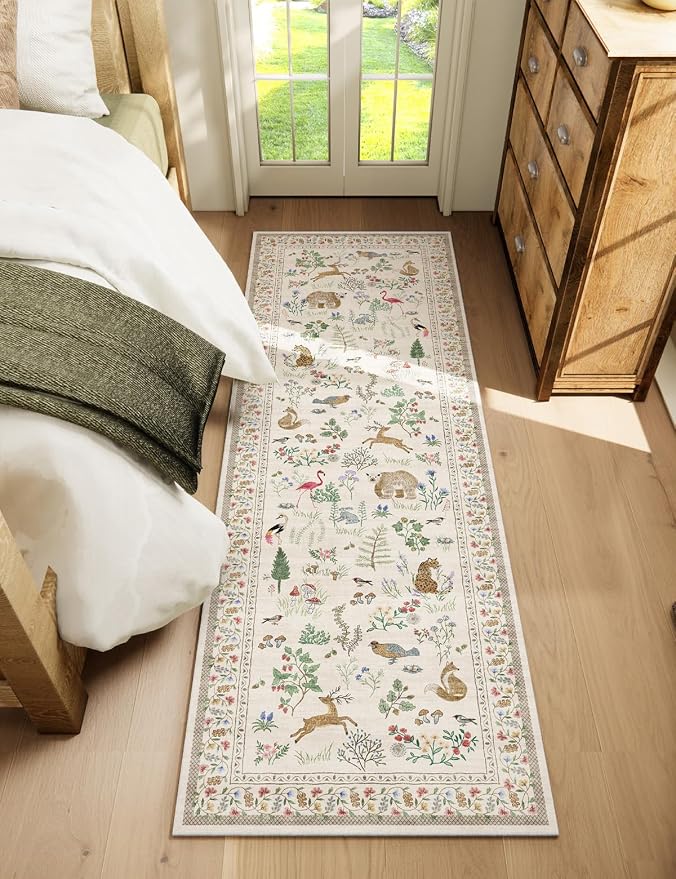 Machine Washable Kitchen Runner Rugs: 2'6"x8' Hallway Runner Non Slip Low Pile