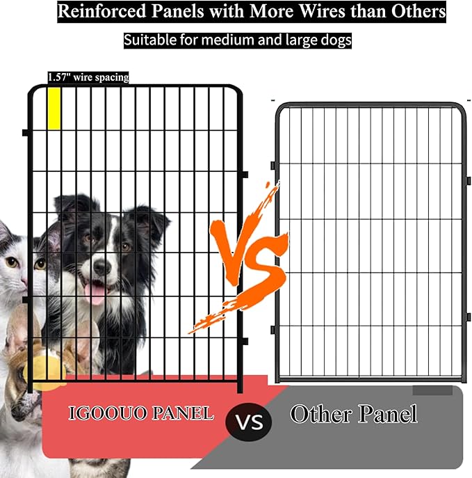 Portable Dog Fence Outdoor for Yard 36'' High, Dog Playpen with Rustproof and Sturdy Stakes for Medium/Large Dogs, 3ft Dog Play Pen for RV Camping(8 Panels)