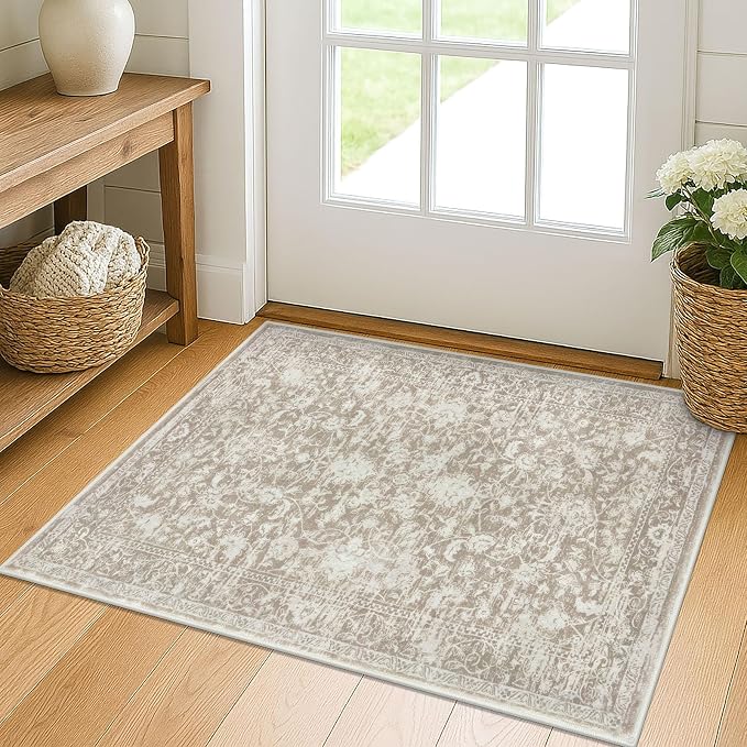 KILOCOCO Small Area Rug 2x3 Entryway Rugs Printed Vintage Floral Washable Rug
