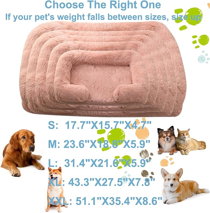 Dog Beds Large Sized dog Orthopedic, Sofa Dog Bed with Waterproof Lining and Nonskid Bottom, Rectangle Washable Dog Bed for Medium Small Dogs and Cats Comfortable ( Color : Pink1 , Size : 17 x 15" )