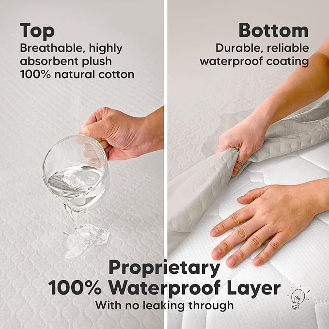 Waterproof Crib Mattress Protector Cover Fitted - 2-Pack Quiet Baby Crib Mattress Pad Sheets, 52" x 28" Soft Quilted Cotton Baby Sheet, Machine Washable, Easy Fit, Durable (Sage/Mavy)