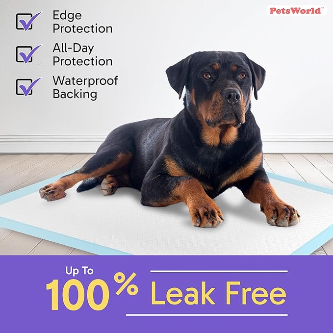 PETSWORLD Extra Large Potty Pads for Dogs, Odor Eliminating 30" x 36", 100 Count Pee Pads for Pets, Gigantic XL Dog Pads, 5 Layer Ultra Absorbent Technology, Leak Proof Training Pads for Dogs & Cats