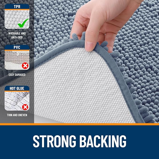OLANLY Large Bathroom Rugs 45x27, Extra Soft Absorbent Chenille Bath Rugs