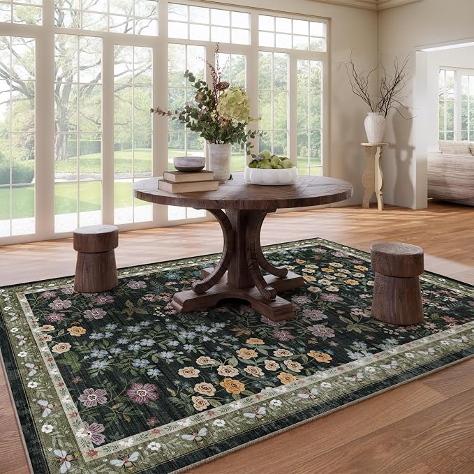 8x10 Area Rugs for Living Room: Washable Rug for Bedroom Vintage Stain