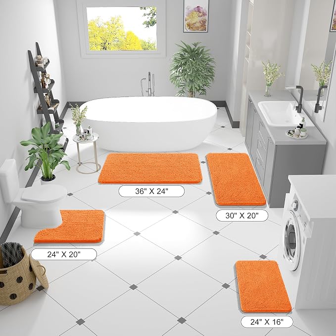 OLANLY Large Bathroom Rugs 45x27, Extra Soft Absorbent Chenille Bath Rugs