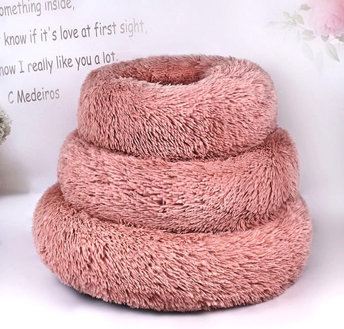 Warming Round Dog Bed for Small, Medium and Large Dogs & Cats, Short & Long Plush Pet Bed, Luxurious Faux Fur Donut Cuddler, Bolster Pet Bed & Sofa, Machine Washable 40CM 16Inch