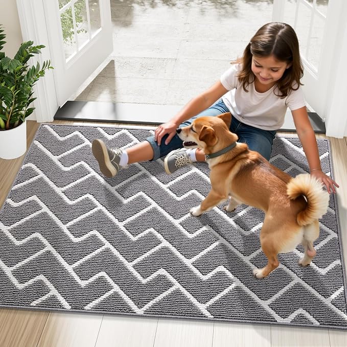 OLANLY Front Door Mat, Non-Slip Rubber Backing, Dirt Resistant and Absorbent