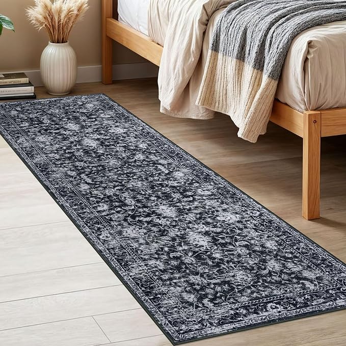 KILOCOCO Washable Runner 2x6 Rug Runner Printed Vintage Floral Kitchen Runners